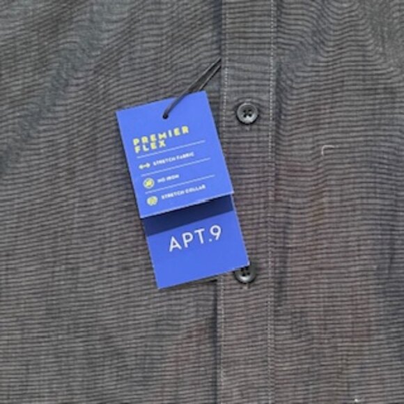 NEW Apt 9 Gray Dress Shirt Mens Size Medium Slim Fit No Iron Button Up NWT - Picture 6 of 14